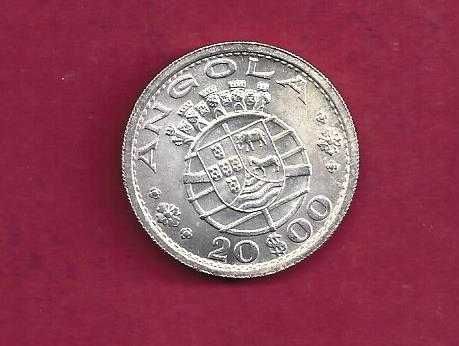 Angola  ex--colonia  20 Escudos  1955  Soberba  Prata