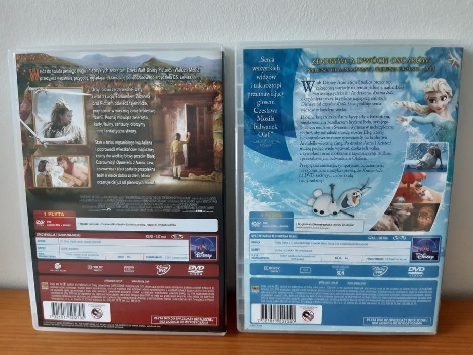 DISNEY - dwa filmy na DVD : Opowieści z Narnii i Kraina Lodu.  OKAZJA