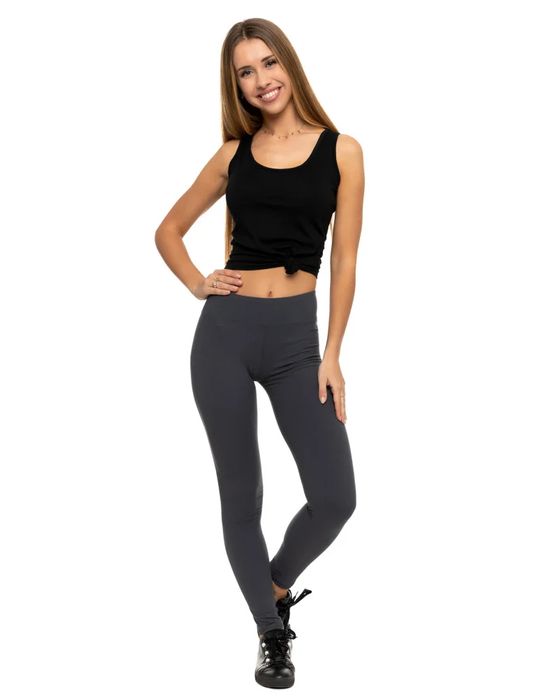 Legginsy Damskie Grafit Wysoki Stan Kryjące Getry Klasyczne Moraj L/XL