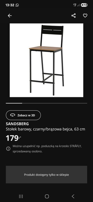 Stołek barowy z Ikei 3 sztuki