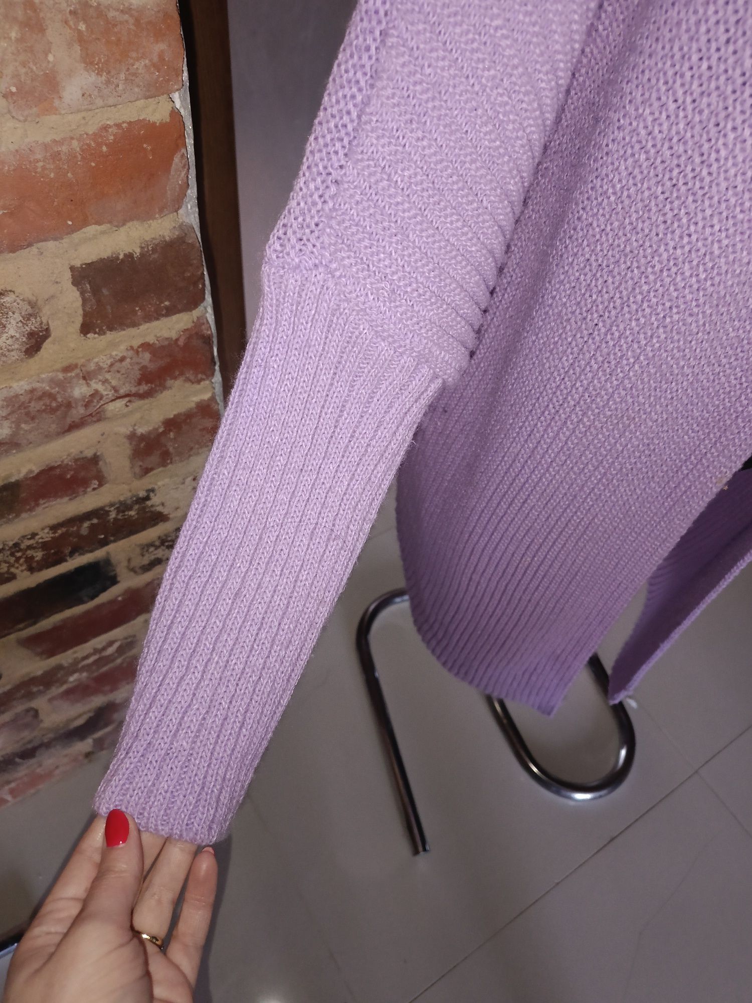 Piękny długo kardigan fiolet M-XXL oversize