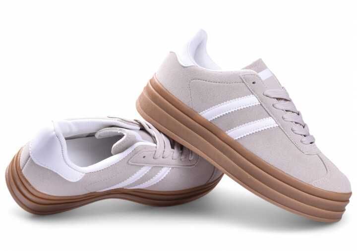 Buty Damskie Sportowe Sneakersy na platformie G Gazelee beżowe r.38