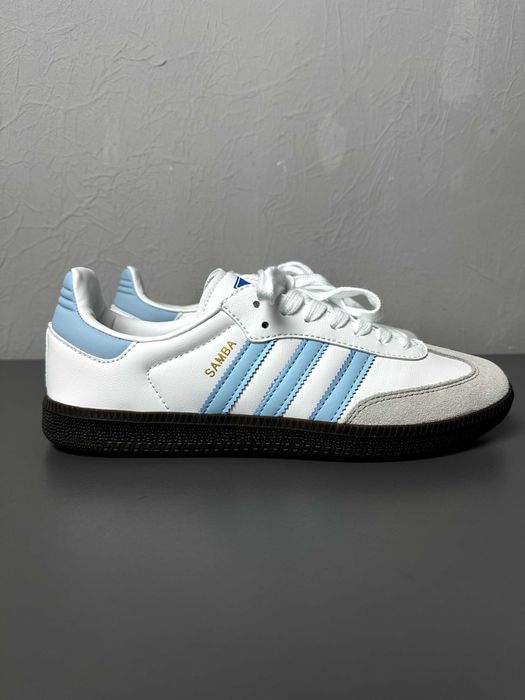 Кеди Adidas Samba White Blue адідас самба кросівки адідас кеды адидас