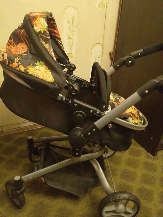 Візочок для ляльки трансформер розкладний (високий)