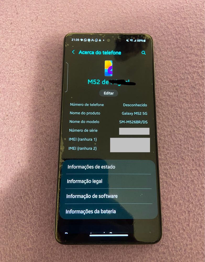 Samsung M52 5G 128Gb (com caixa)