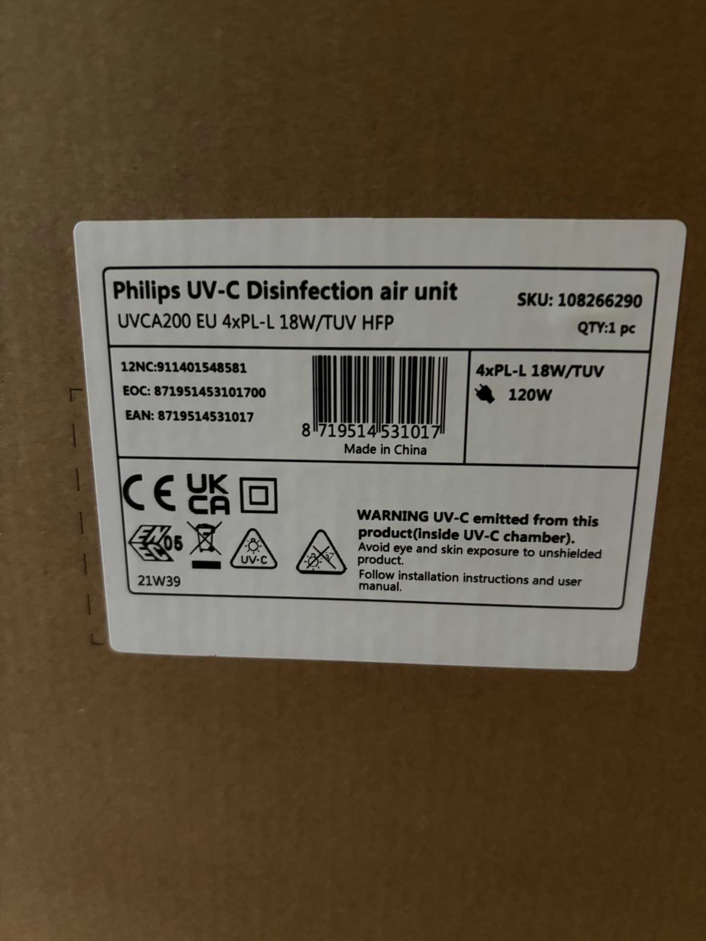 Oczyszczacz powietrza PHILIPS UVCA200 EU4xPL-L18W