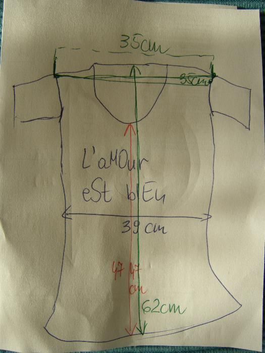 T-shirt granatowy damski, Denim, francuski nadruk, L'amour Est Bleu