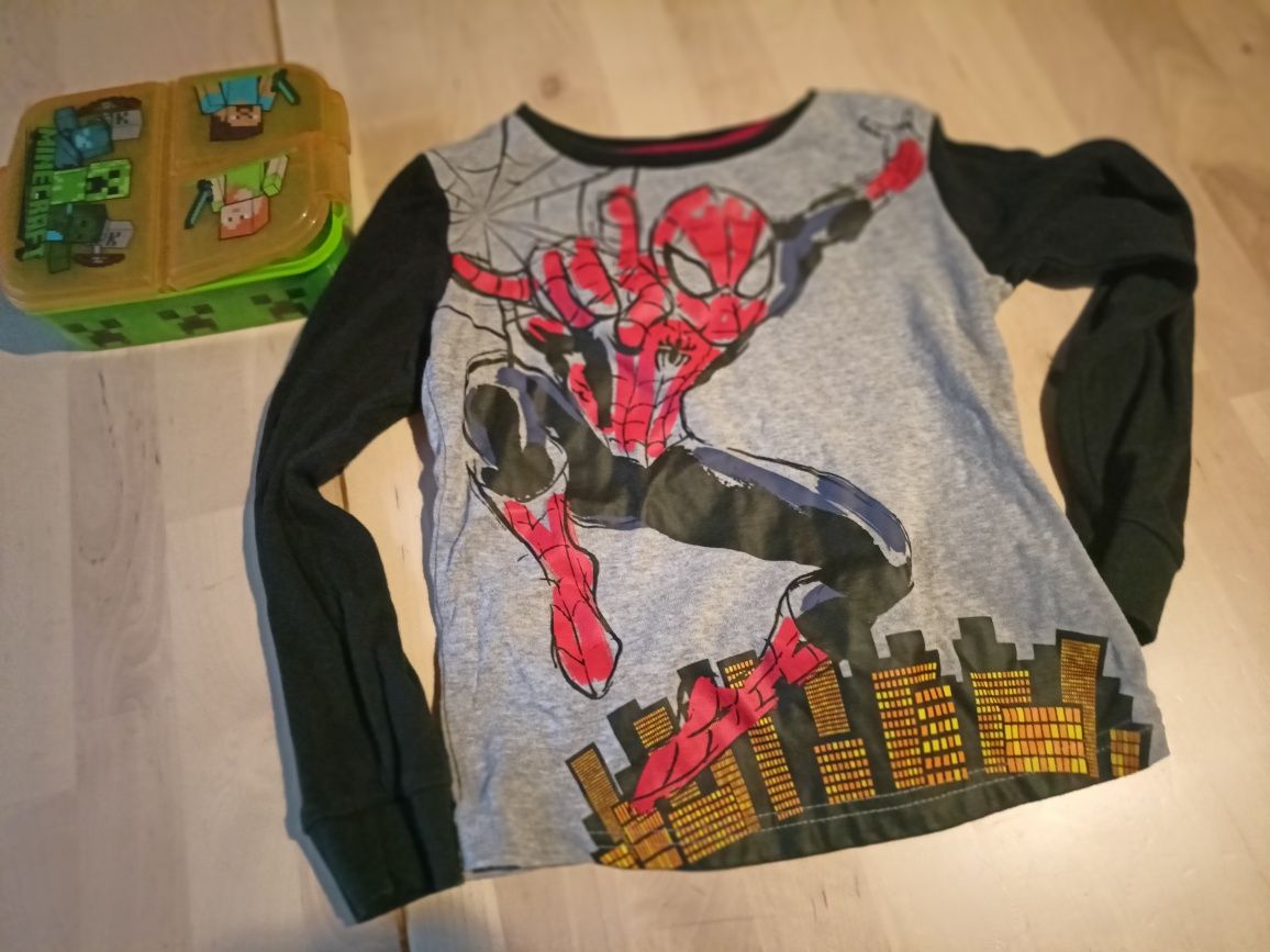 Bawełniana bluzka z długim rękawem bawełna prążkowana 122 Spiderman