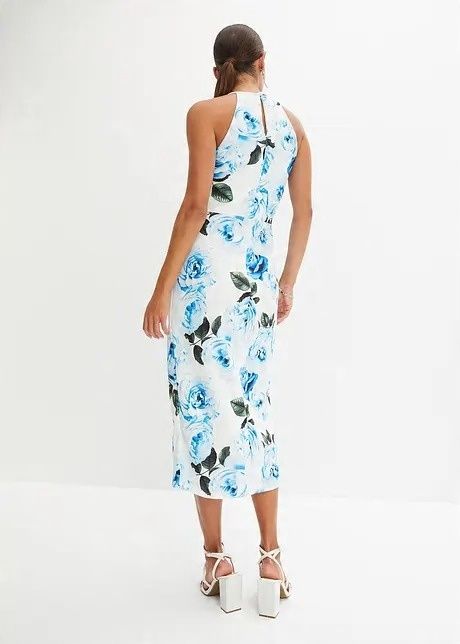 B.P.C sukienka midi w kwiaty dekolt halter 48/50.
