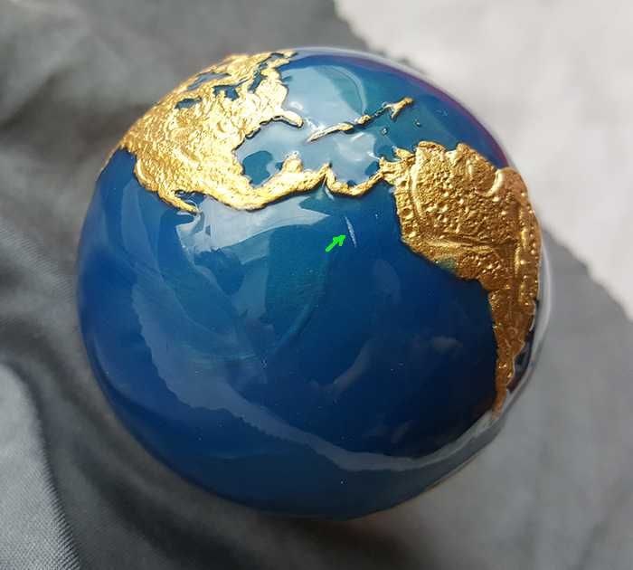 монета сфера Планета Земля (дефект) / 3 oz шар позолота Барбадос 2021