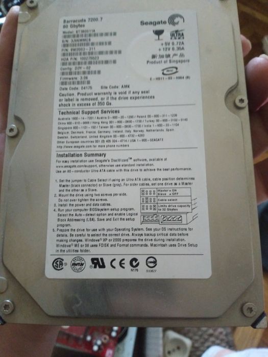 Жесткий диск на ПК hitachi deskstar 250 GB