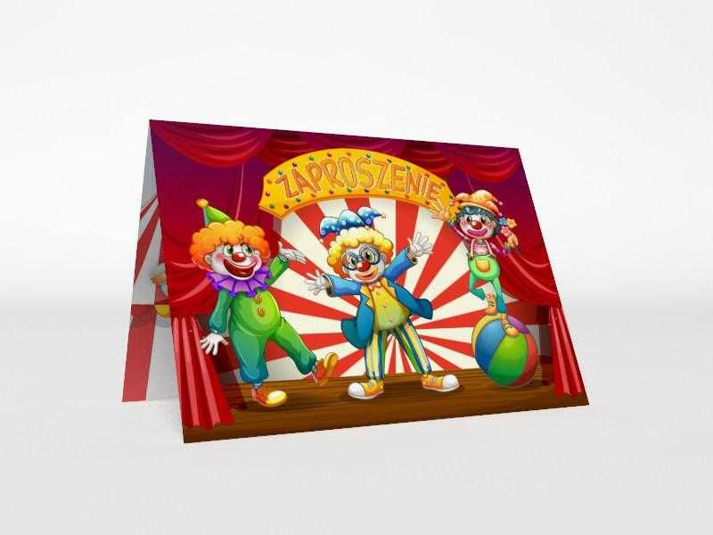 Zaprosznie na urodziny wzór klauna cyrku+koperta GRATIS