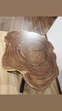 Stolik kawowy drewno żywica plaster