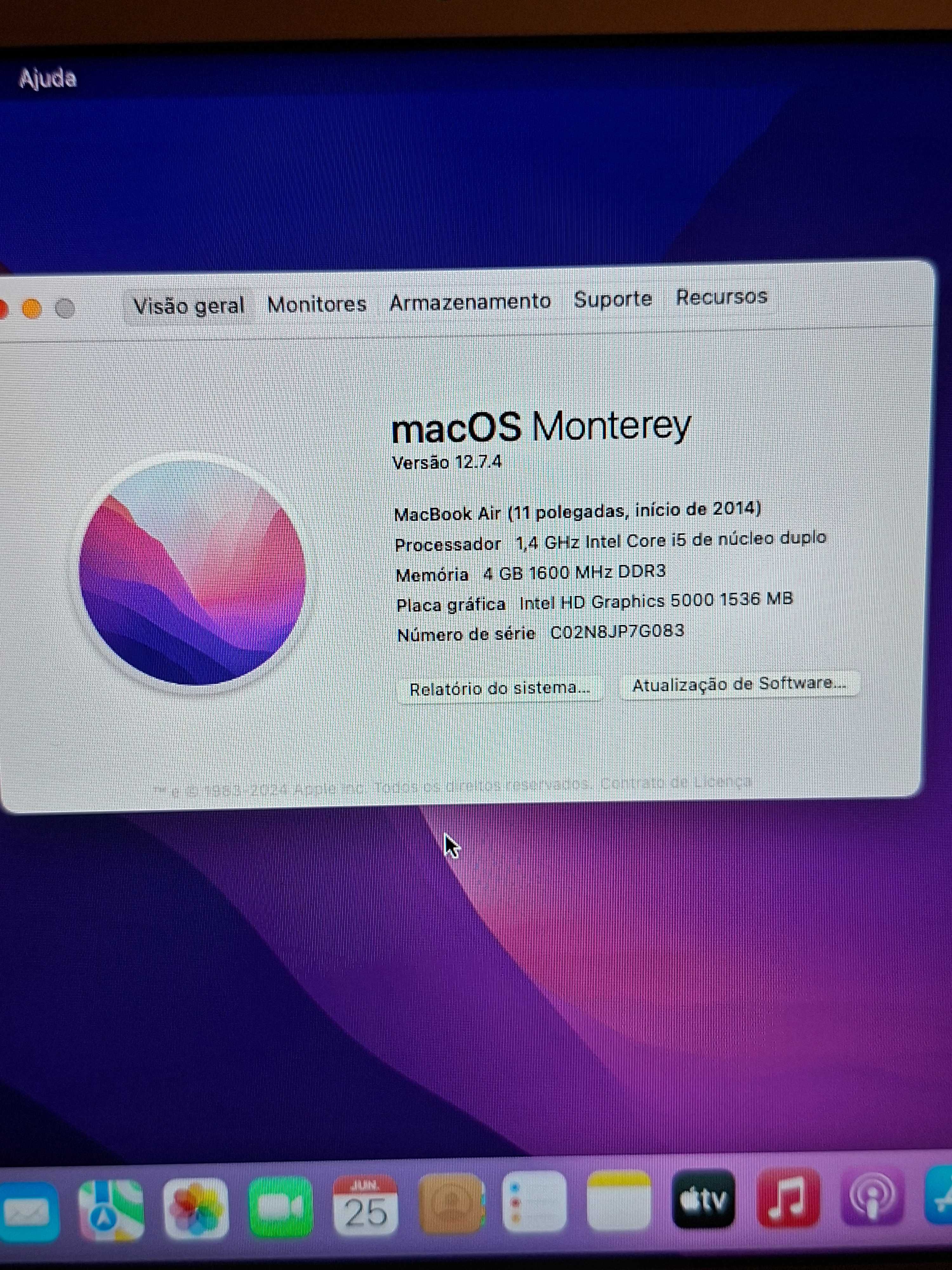 MacBook Air Core i5 | Mac OS Monterey, Disco SSD | 12 horas de Bateria