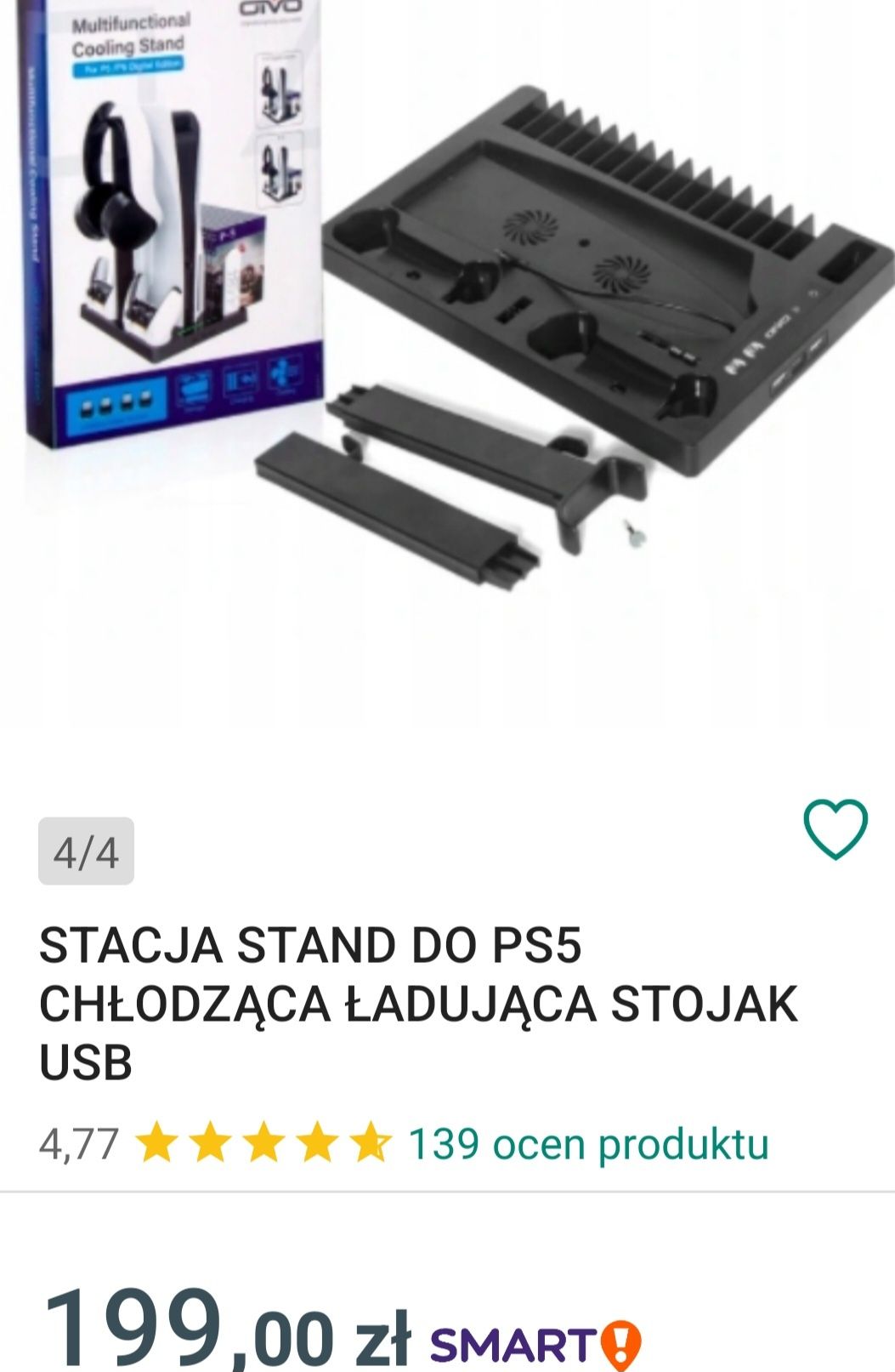 Stacja STAND Do PS5 Chłodząca Ładująca Stojak USB