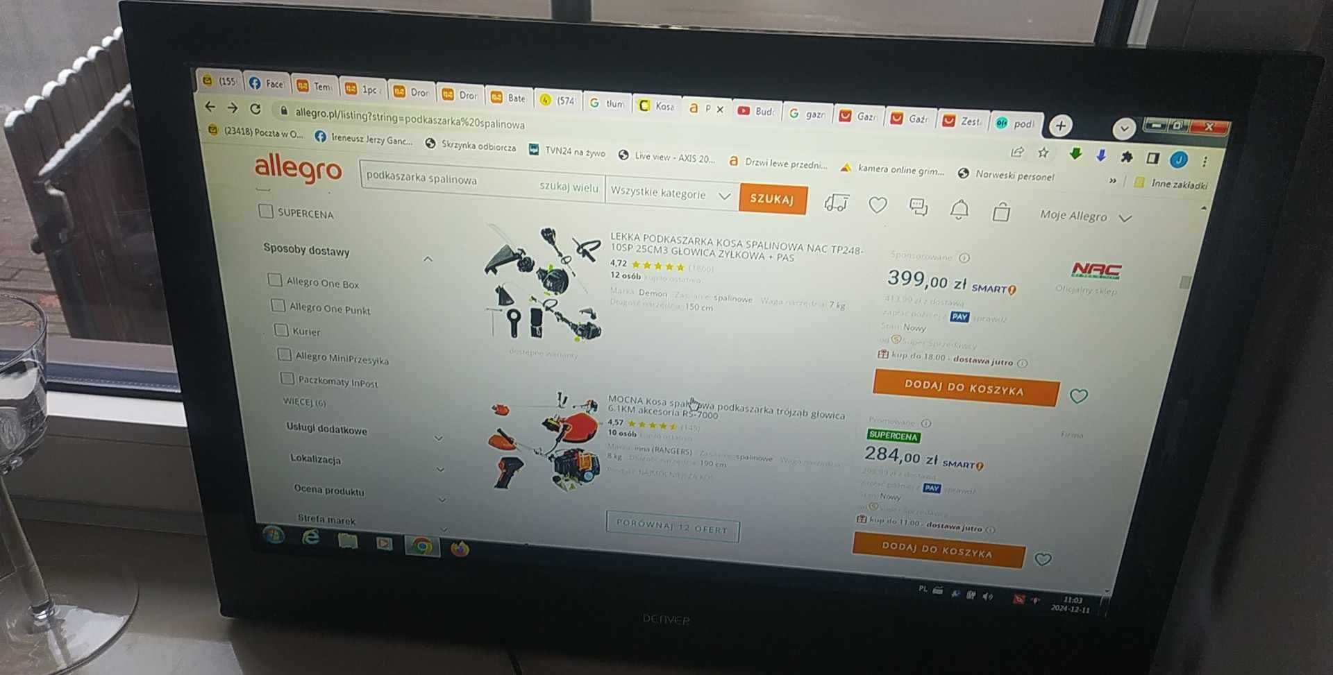 monitor telewizor 24 cale Denver z pilotem do laptopa konsoli