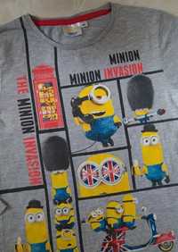 Minion invasion bluzka z Minionkami  na chłopca 122-128 szary żółty cz