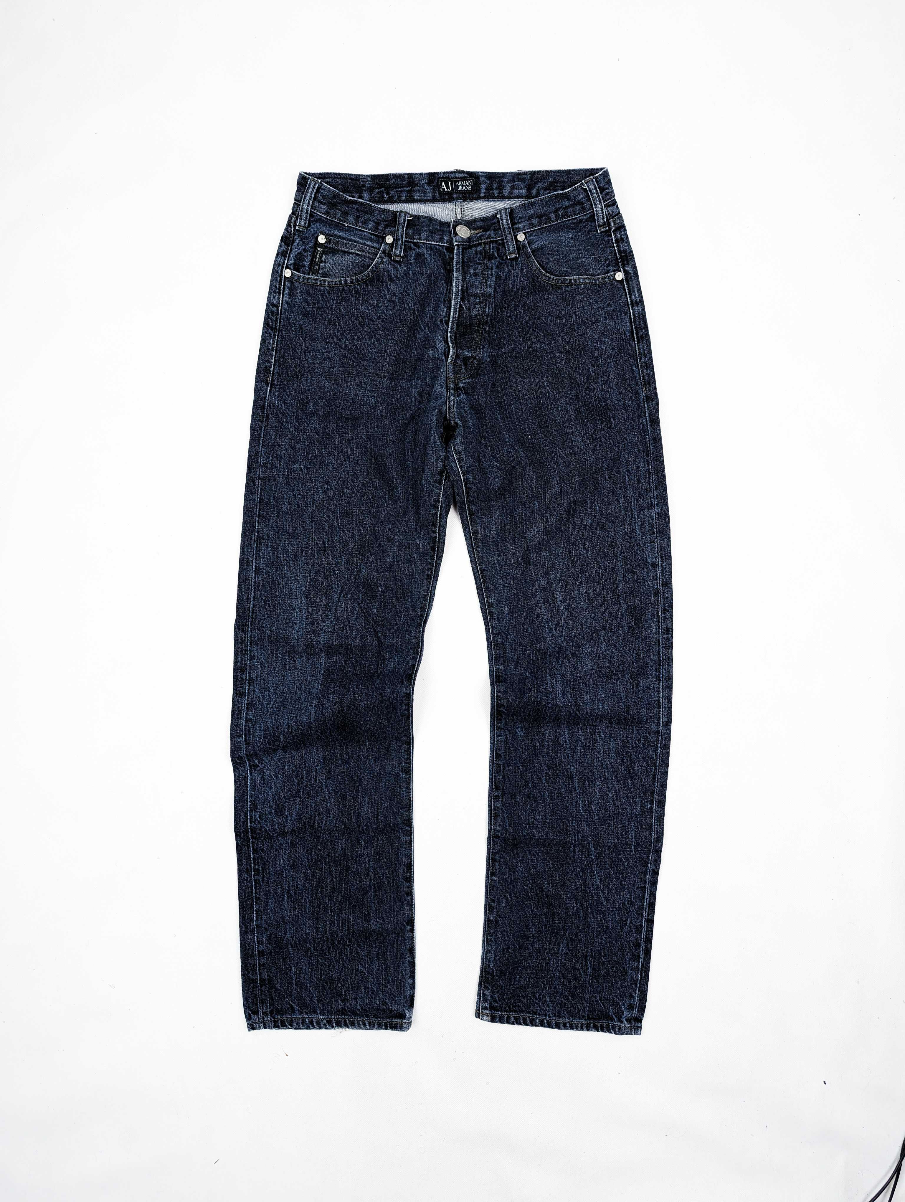 Armani Jeans granatowe spodnie jeansy 32 S logo