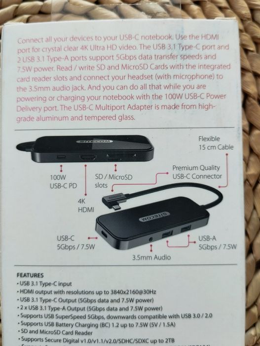 Multiport adapter USB -C przejściówka hub konwerter