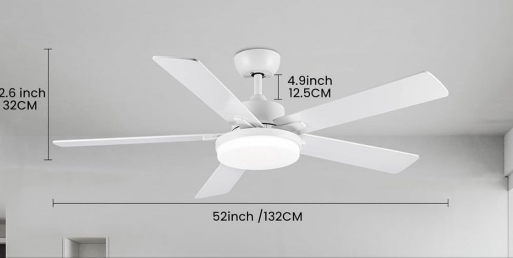 Nowoczesny wentylator sufitowy z oświetleniem led 132 cm biały z pilot