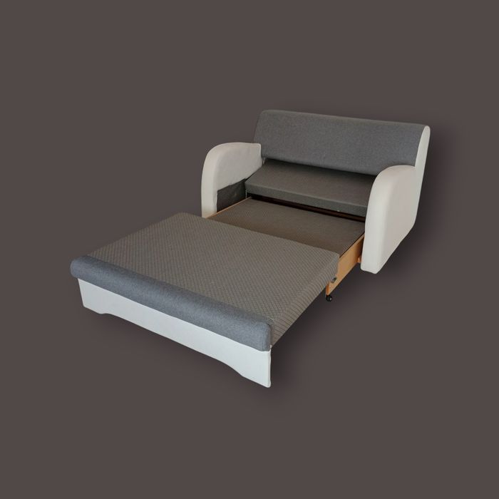 Szaro-biała rozkładana sofa
