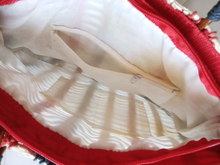 Mala azul/vermelho/bege