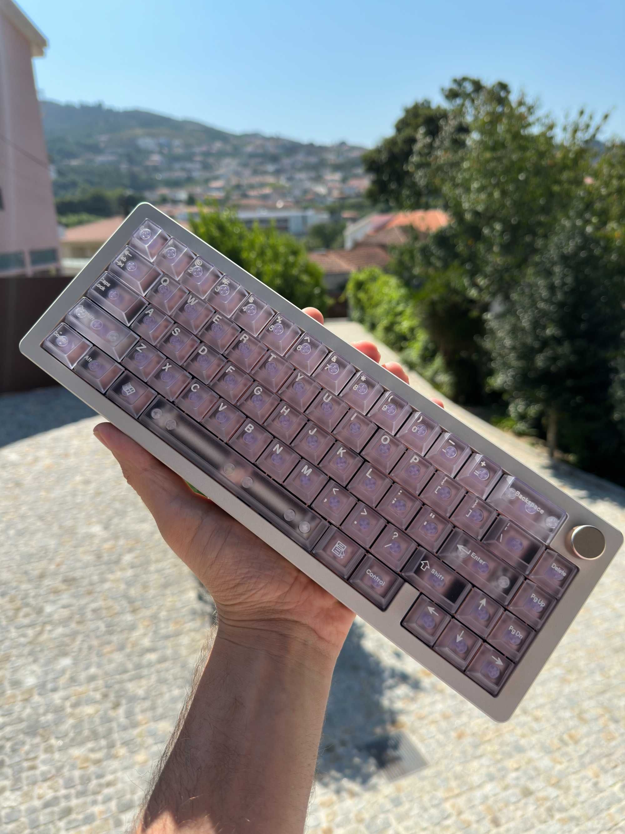 Teclado Mecânico Custom Sugar65 Alumínio RGB Hotswap LeleLab Crystal
