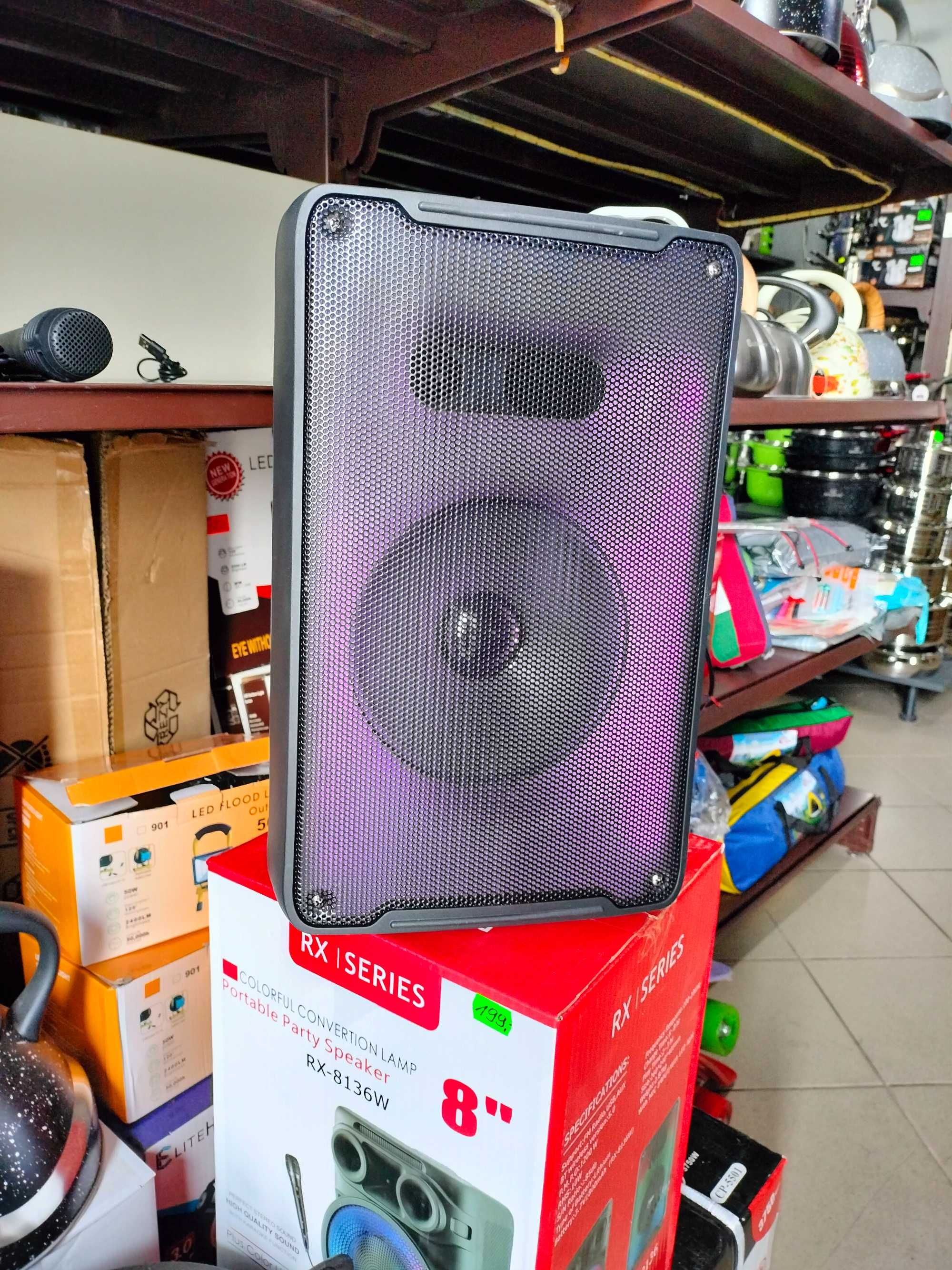 Mocny GŁOŚNIK BLUETOOTH bezprzewodowy + MIKROFON Boombox Usb Sd Aux