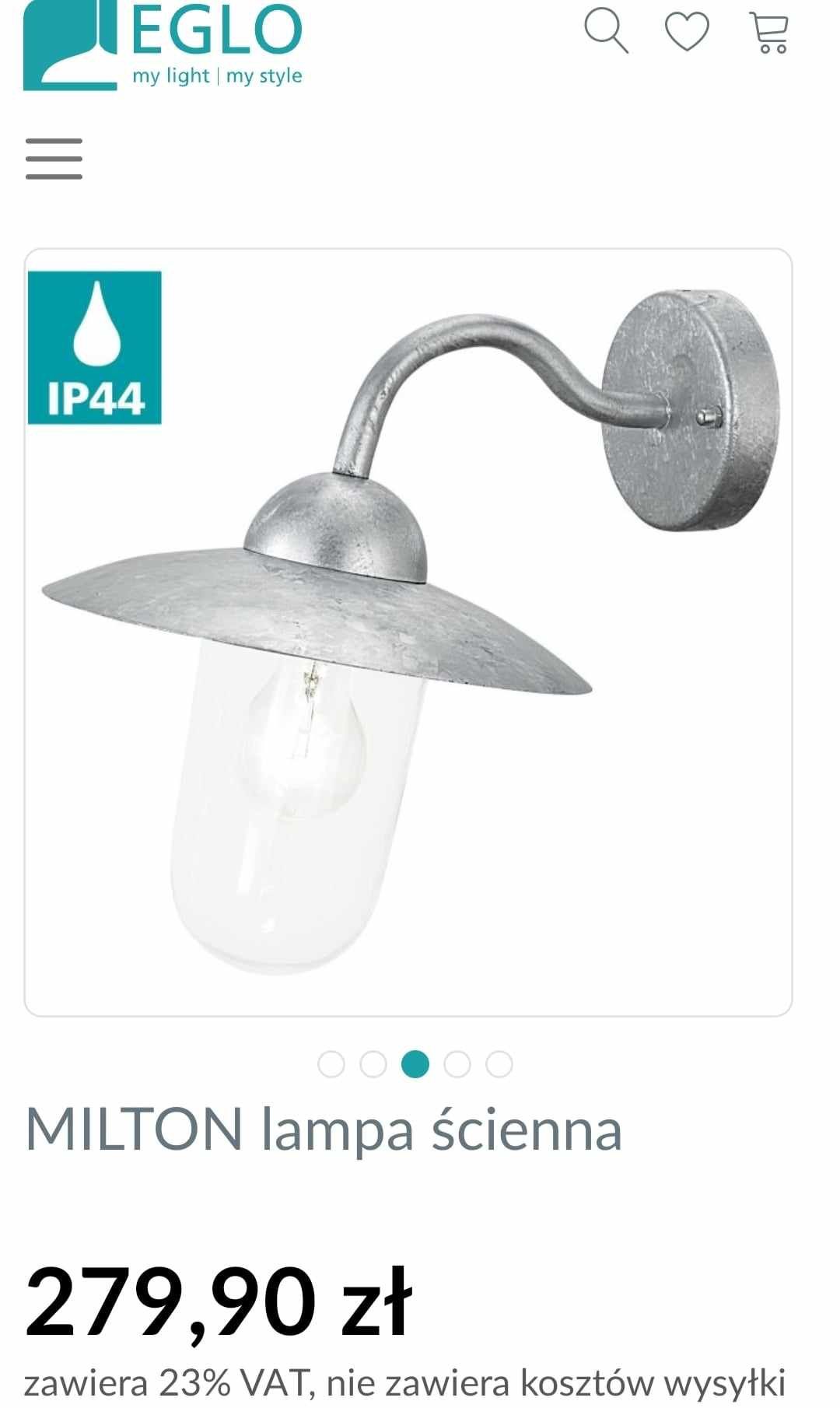 Lampa ścienna zewnętrzna EGLO MILTON -E27