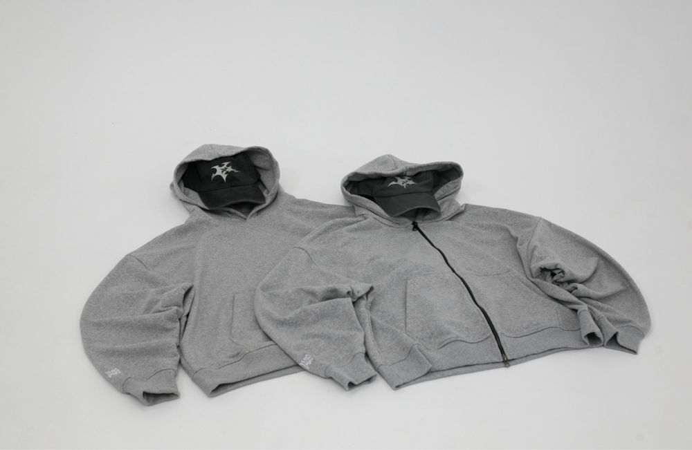 Сірий зіп худі M40 Oversized BOXY FIT зип худи зипка оверсайз меланж