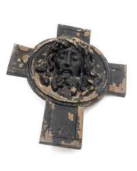 Krzyż żeliwny z głową Jezusa Chrystusa krucyfiks