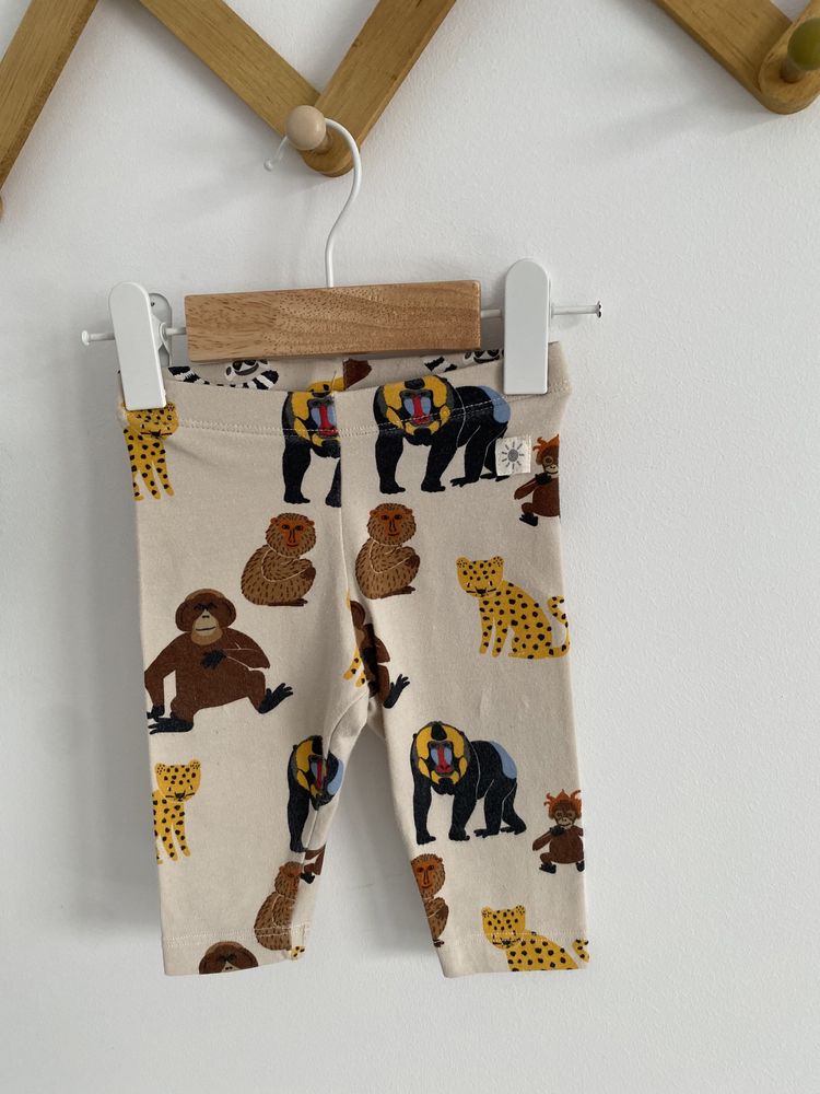Legginsy lindex małpy leopardy 56 beżowe brązowe