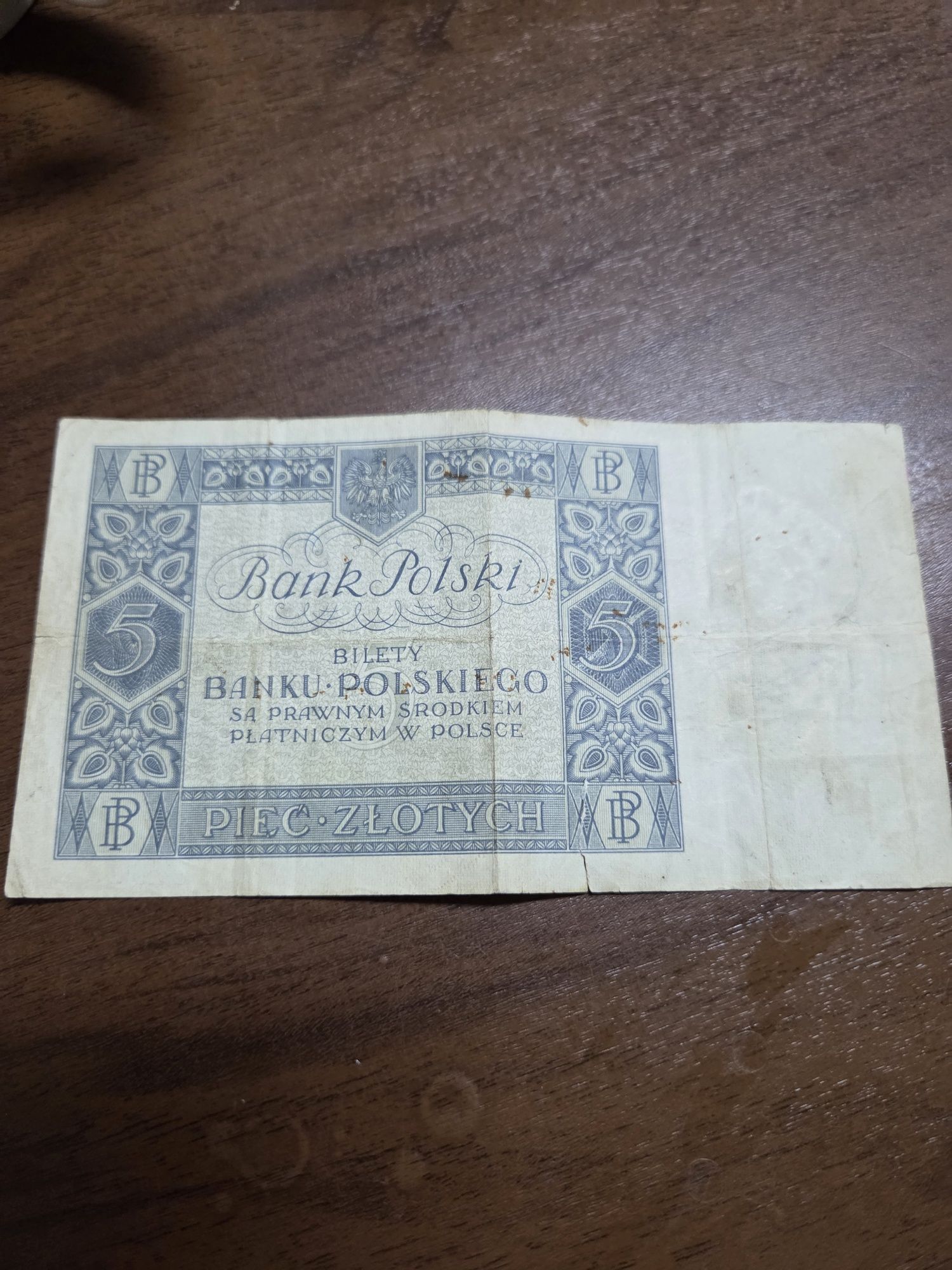 Banknot z1930r. 5 złotych polskich