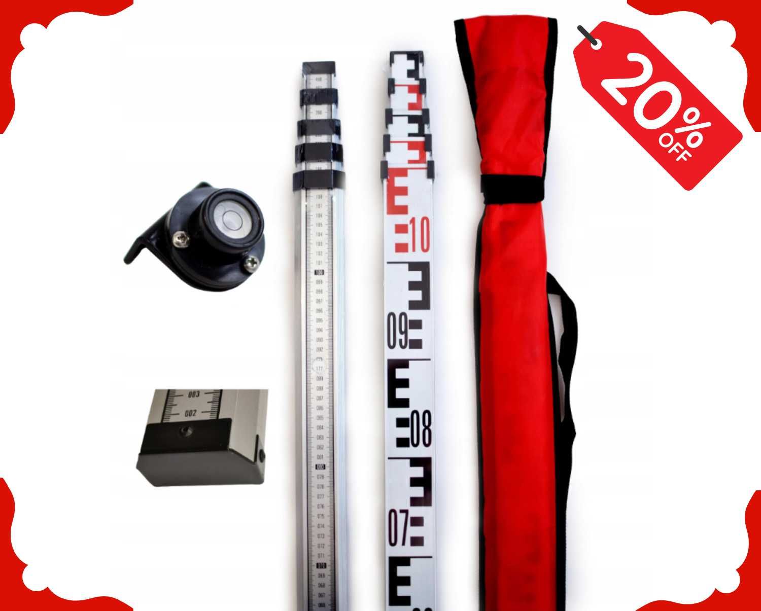 Nowa ŁATA TELESKOPOWA Niwelacyjna 5m Do Niwelatora Optycznego (-20%)