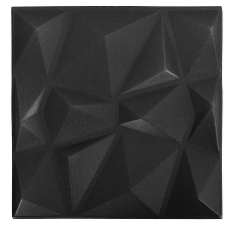 Panele ścienne 3D, 24 szt., 50x50 cm, diamentowa czerń, 6 m²