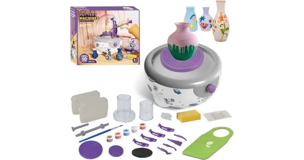 ‼️Хіт продажів‼️ Гончарне коло 1005C — USB, педаль, глина, фарби