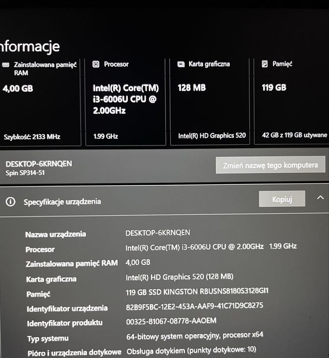 Laptop Acer Spin 3