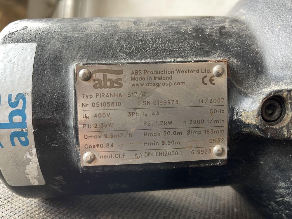 Pompa zatapialna ściekowa ABS Sulzer Piranha S17/2