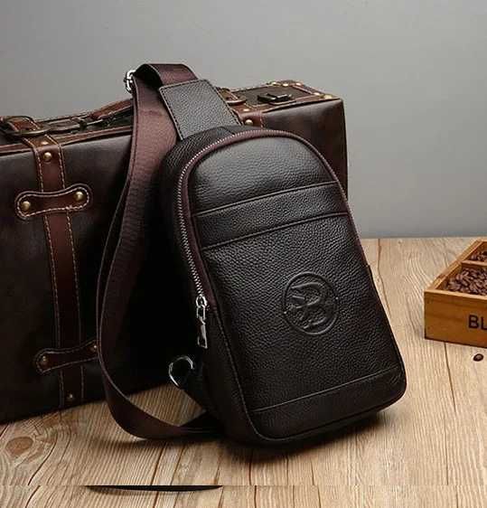 Чоловіча сумка мужская барсетка на груди натуральна шкіра Feidikabolo