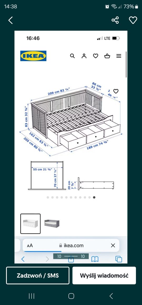 Ikea łóżko hemnes