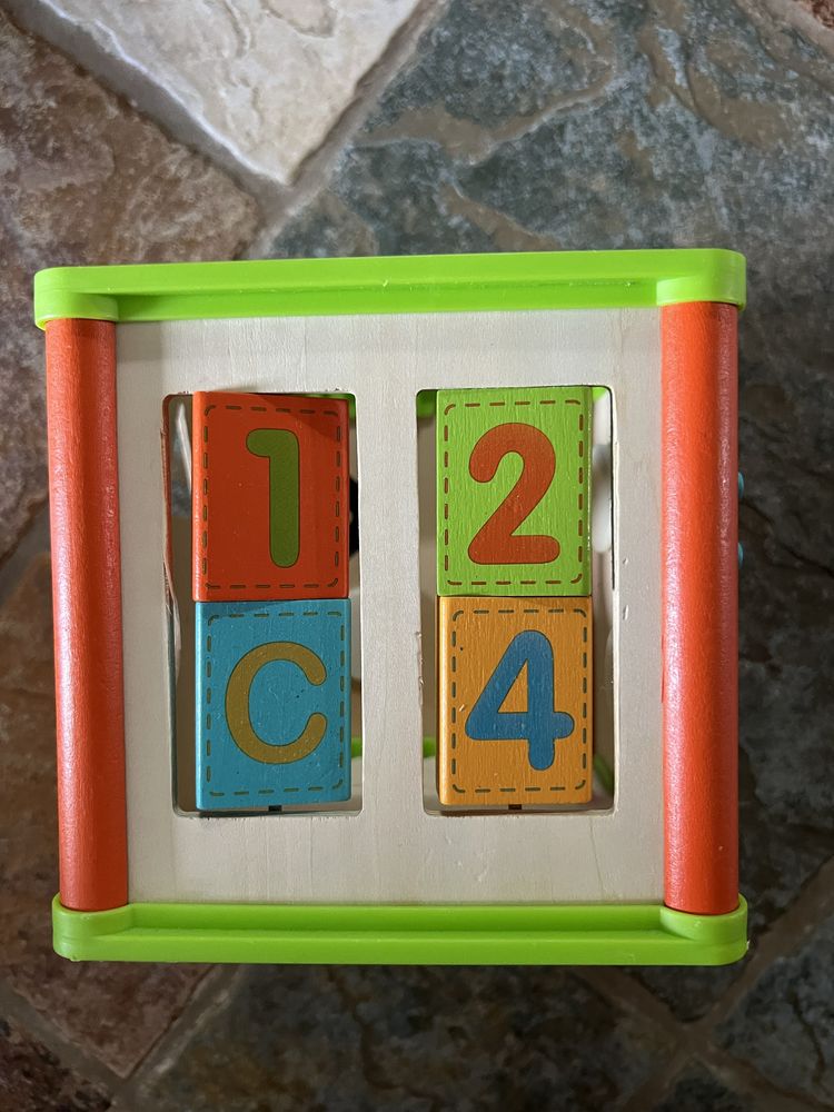 Drewniana Kostka Edukacyjna Interaktywna 5w1