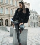 Czarne futro real fur puszyste czarne krotkie