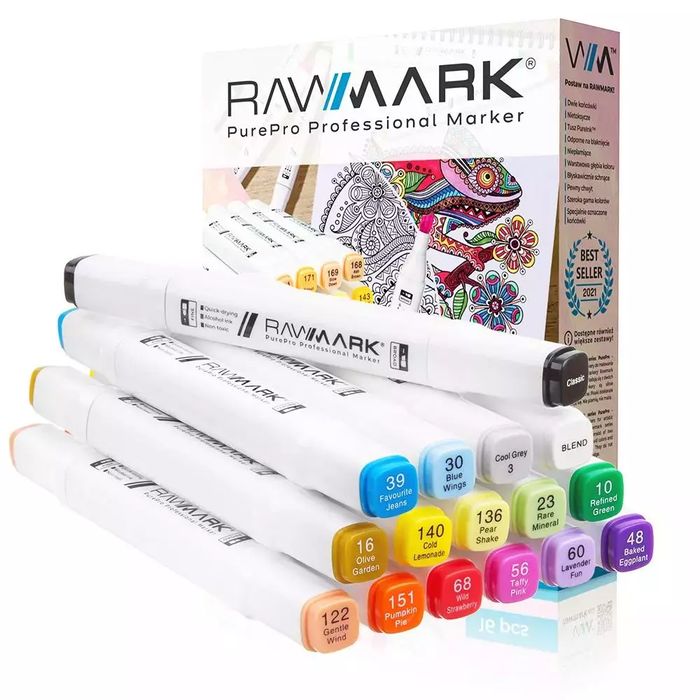 Pro markery alkoholowe purePRO 16 kolorów Pastel. Rawmark