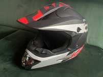 Kask Fox Racing V3 | Full-Face | Rozmiar M | Srebrno-czarno-czerwony