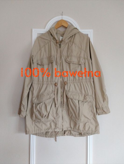 Kurtka damska z bawełny L 40 z kapturem przewiewna lekka na wiosnę