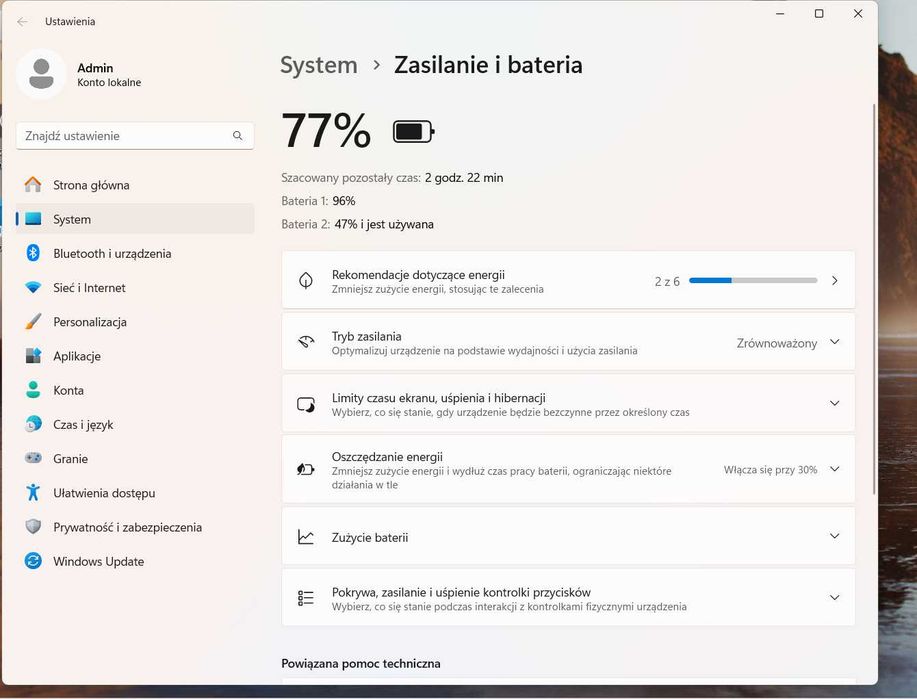 Laptop Lenovo. Gotowy do pracy. Intel i5. Windows 11. Dwie baterie