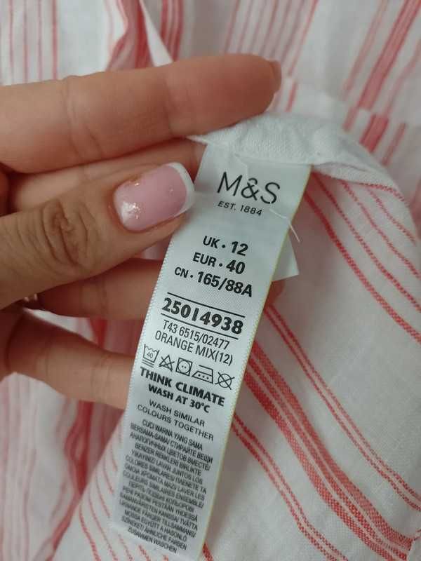 M&S biała koszula 100% len NOWA