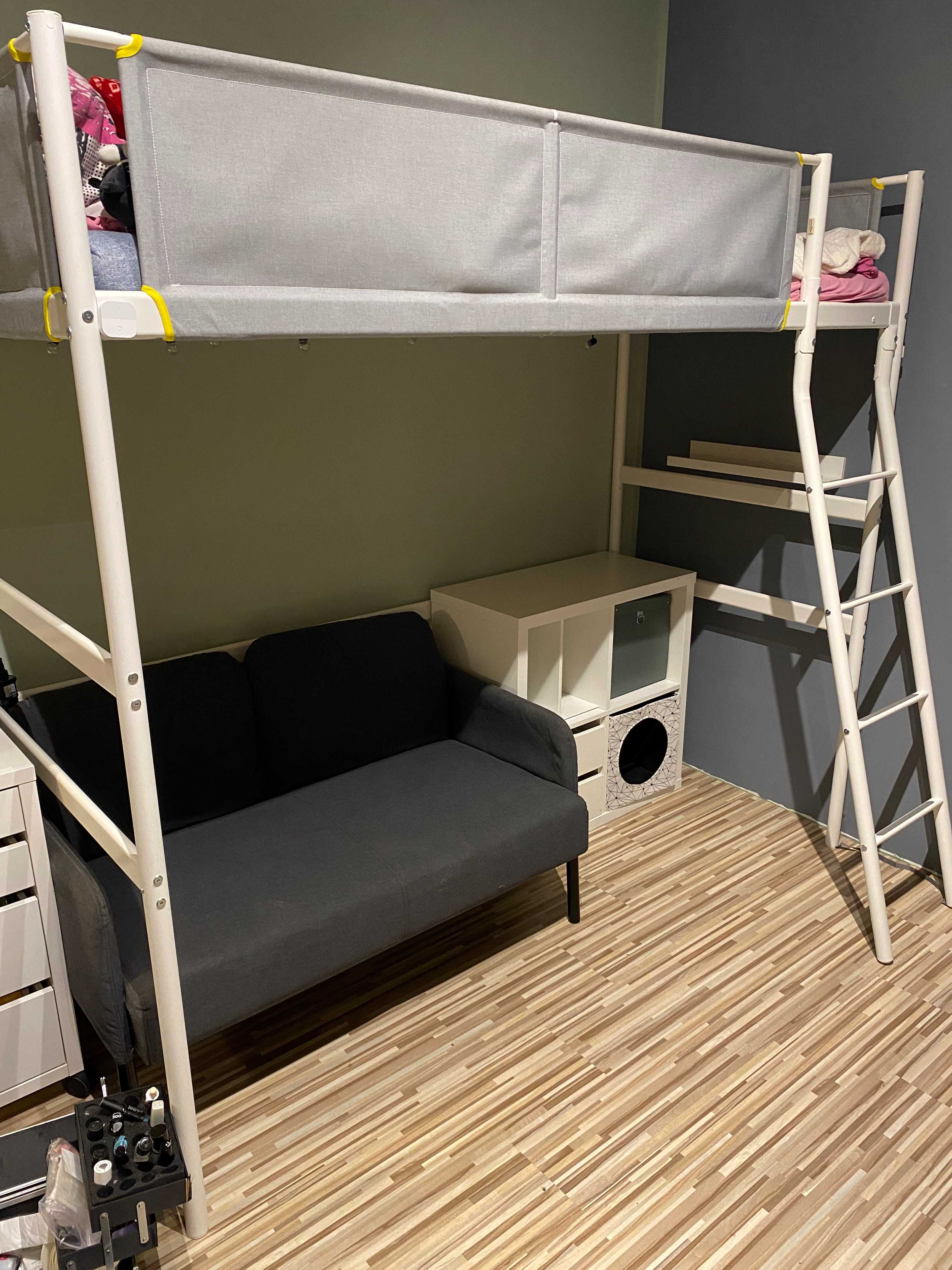 Łóżko piętrowe IKEA VITVAL + Sofa 2 osobowa GLOSTAD + Regał KALLAX