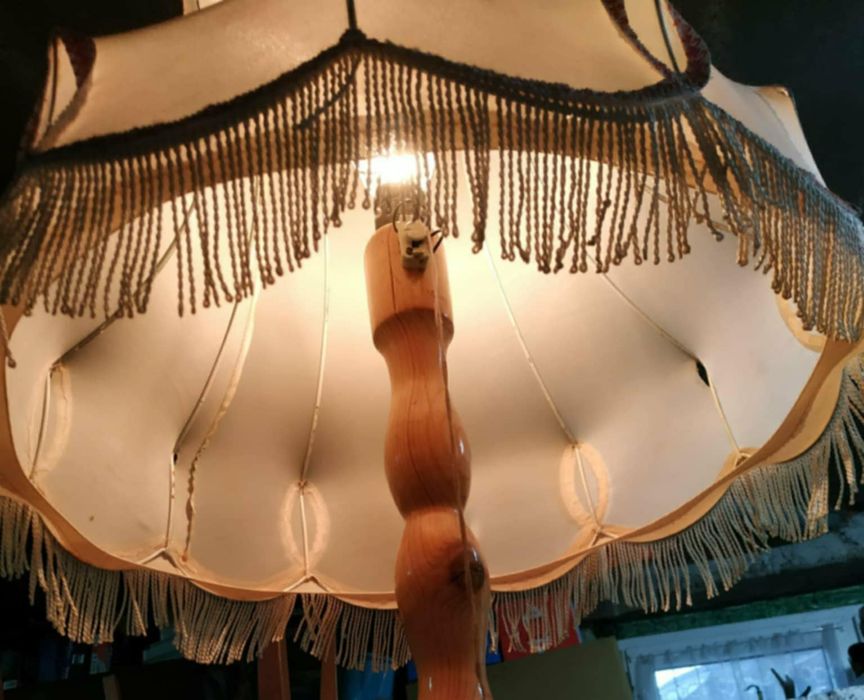 Słupek lampa stojąca drewniana Prl