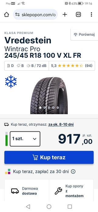 245/45r18 Vredestein WintRac Pro 100V XL opony zimowe